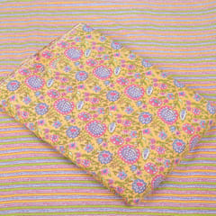 Multi and Yellow Color Cotton Printed Fabric Set