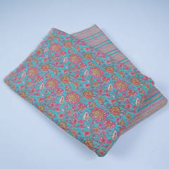 Grey and Blue Color Cotton Printed Fabric Set