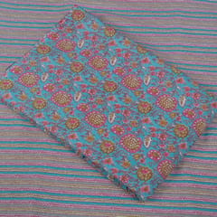 Grey and Blue Color Cotton Printed Fabric Set