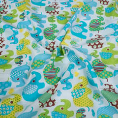 White Color Cotton Printed Fabric