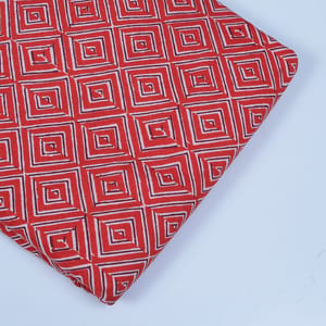 Red Color Cotton Printed Fabric