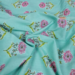 Green Color Cotton Printed Fabric