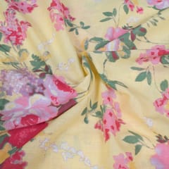 Yellow Color Cotton Printed Fabric