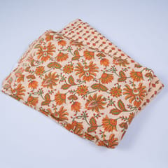 Peach Color Cotton Printed Fabric Set