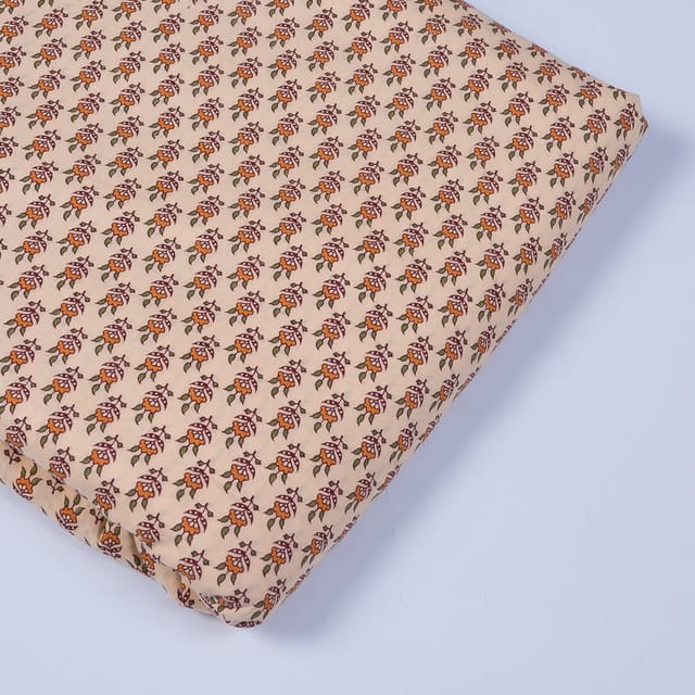 Peach Color Cotton Printed Fabric