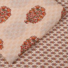 Peach Color Cotton Printed Fabric Set