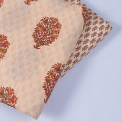 Peach Color Cotton Printed Fabric Set