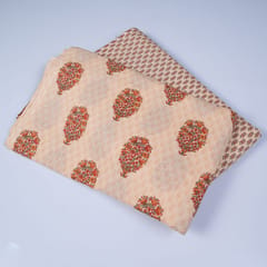 Peach Color Cotton Printed Fabric Set