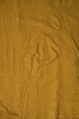 Mustard Color Rayon Chikan Fabric