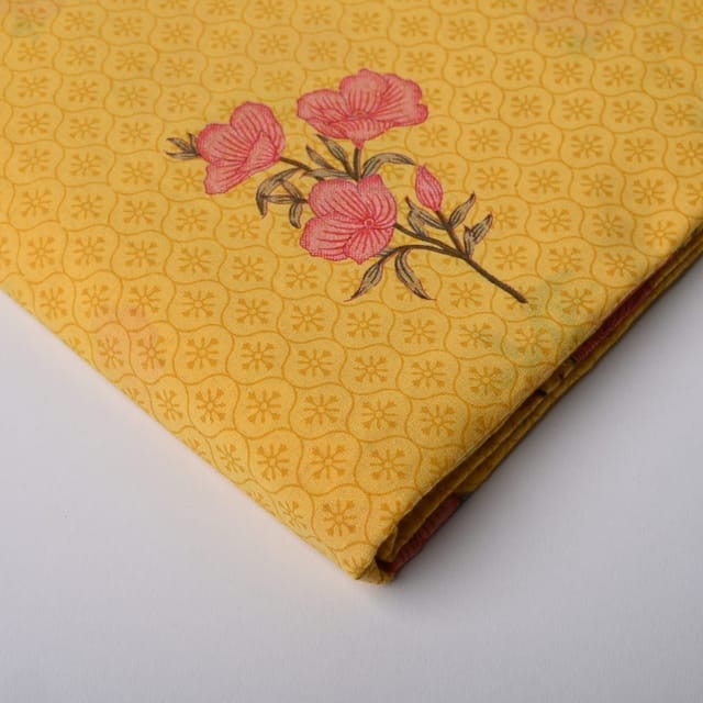 Yellow Color Cotton Printed Fabric