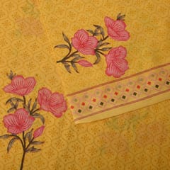 Yellow Color Cotton Printed Fabric