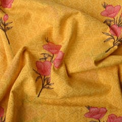 Yellow Color Cotton Printed Fabric