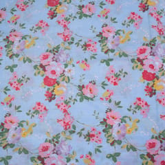 Blue Color Cotton Printed Fabric (1.50Meter Piece)