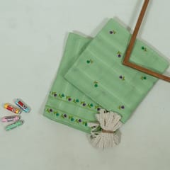 DIY Pista Green Color Cotton Embroidered Set