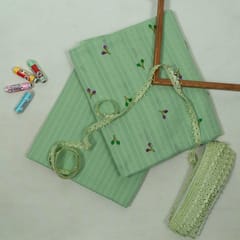 DIY Pista Green Color Cotton Embroidered Set