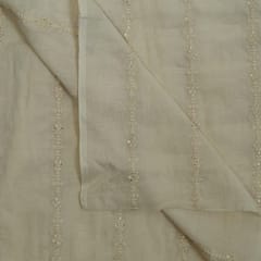 Off White Color Dyeable Mal Cotton Embroidered Fabric