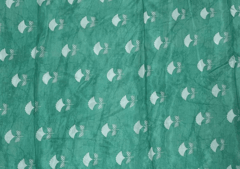 Muslin Satin Sea Green White Flowers Print