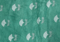 Muslin Satin Sea Green White Flowers Print