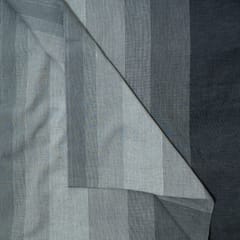 Grey Color Cotton Stripes Printed Shaded Fabric