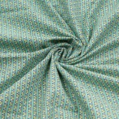 Sea Green Color Cotton Flex Printed Fabric