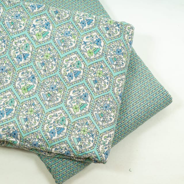 Sea Green Color Cotton Flex Printed Set