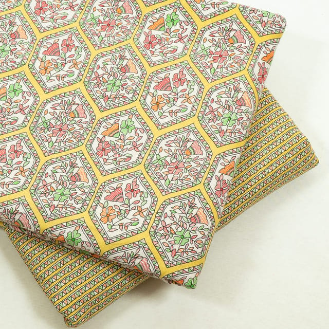 Yellow Color Cotton Flex Printed Set