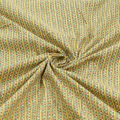 Yellow Color Cotton Flex Printed Fabric