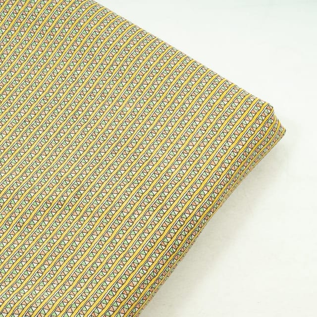 Yellow Color Cotton Flex Printed Fabric