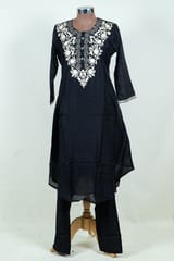 Black Color Print with Embroidered Shirt and Pant