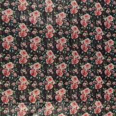 Black Color Georgette Foil Printed Fabric (50CM Piece)