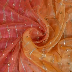 Multi Color Ombre Organza Embroidered Fabric