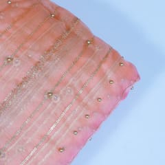 Multi Color Ombre Organza Embroidered Fabric