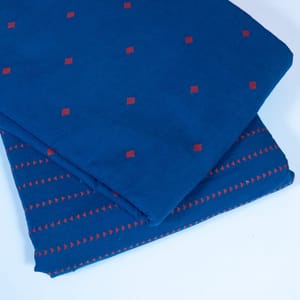 5 Mtr Blue Color Cotton Dobby Set