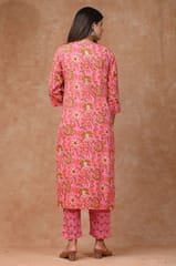 Baby Pink Color Cotton Printed Shirt with Cotton Printed Bottom and Chiffon Printed Dupatta