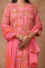 Baby Pink Color Cotton Printed Shirt with Cotton Printed Bottom and Chiffon Printed Dupatta