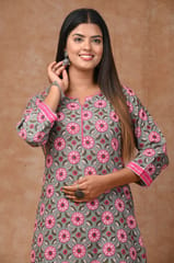 Green Color Cotton Printed Shirt with Cotton Printed Bottom