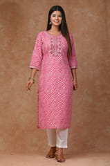 Pink Color Cotton Printed Shirt with Cotton Printed Bottom and Chiffon Printed Dupatta