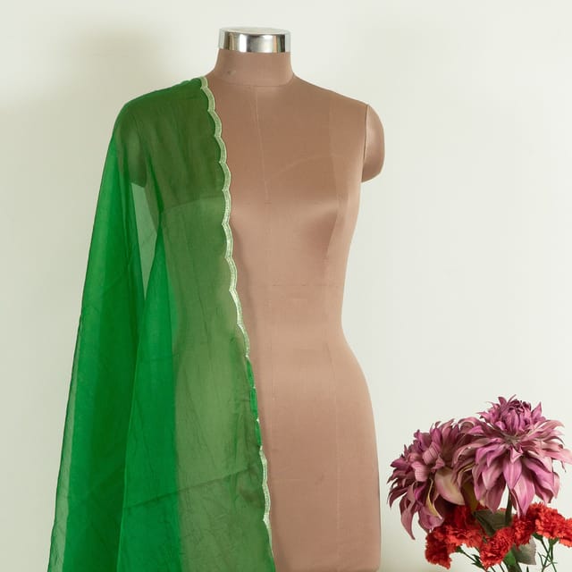 Green Color Organza Scalped Dupatta