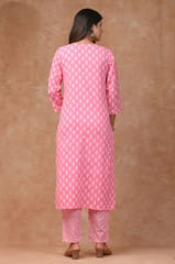 Pink Color Cotton Printed Shirt with Cotton Printed Bottom