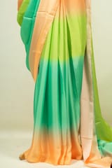 Multi Color Georgette Satin Ombre Printed Fabric