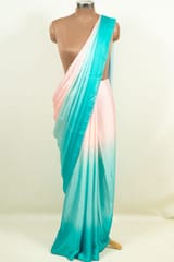 Multi Color Georgette Satin Ombre Printed Fabric