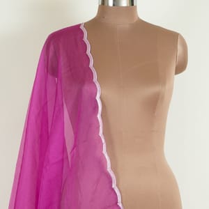 Wine Color Organza Scalped Dupatta