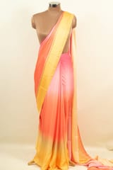 Multi Color Georgette Satin Ombre Printed Fabric