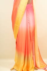 Multi Color Georgette Satin Ombre Printed Fabric