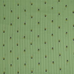 Green Color Cotton Embroidered Fabric