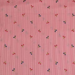 Pink Color Cotton Embroidered Fabric