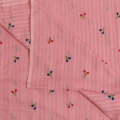 Pink Color Cotton Embroidered Fabric