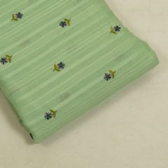 Green Color Cotton Embroidered Fabric