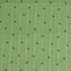 Green Color Cotton Embroidered Fabric