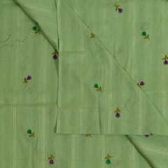 Green Color Cotton Embroidered Fabric